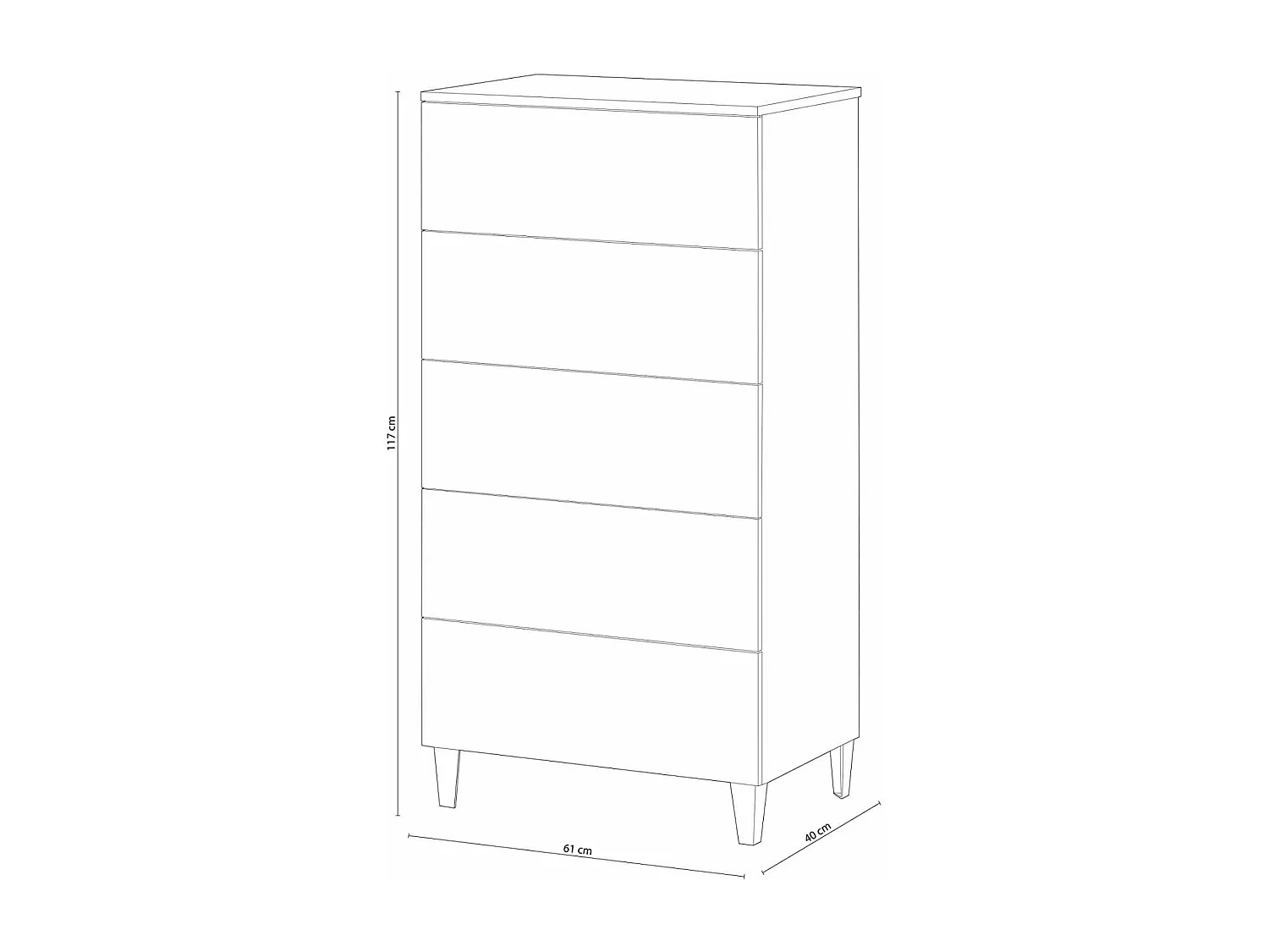 Sifonier 5 Cajones Pekin acabado blanco 117 cm(alto)61 cm(ancho)40 cm(fondo)