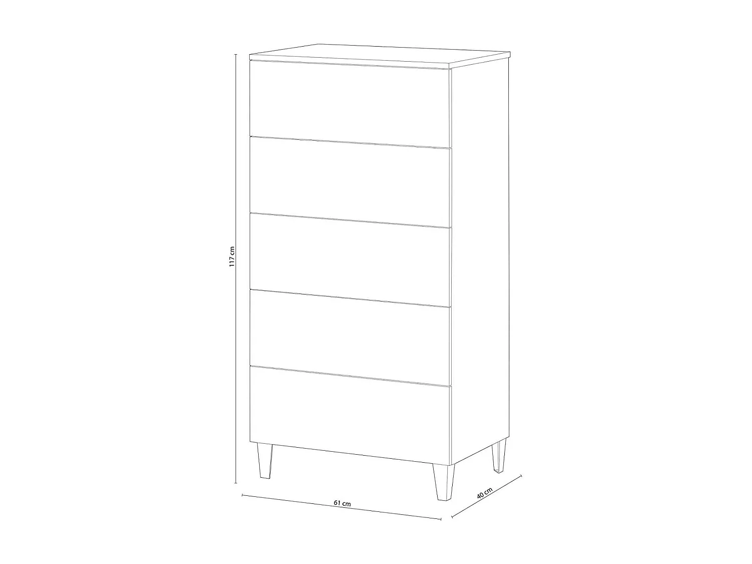Sifonier 5 Cajones Pekin acabado blanco 117 cm(alto)61 cm(ancho)40 cm(fondo)
