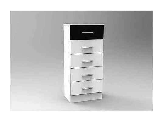 Sinfonier 5 cajones Oviedo acabado en blanco-negro, 46cm(Ancho) 33cm(Fondo) 108cm(Alto