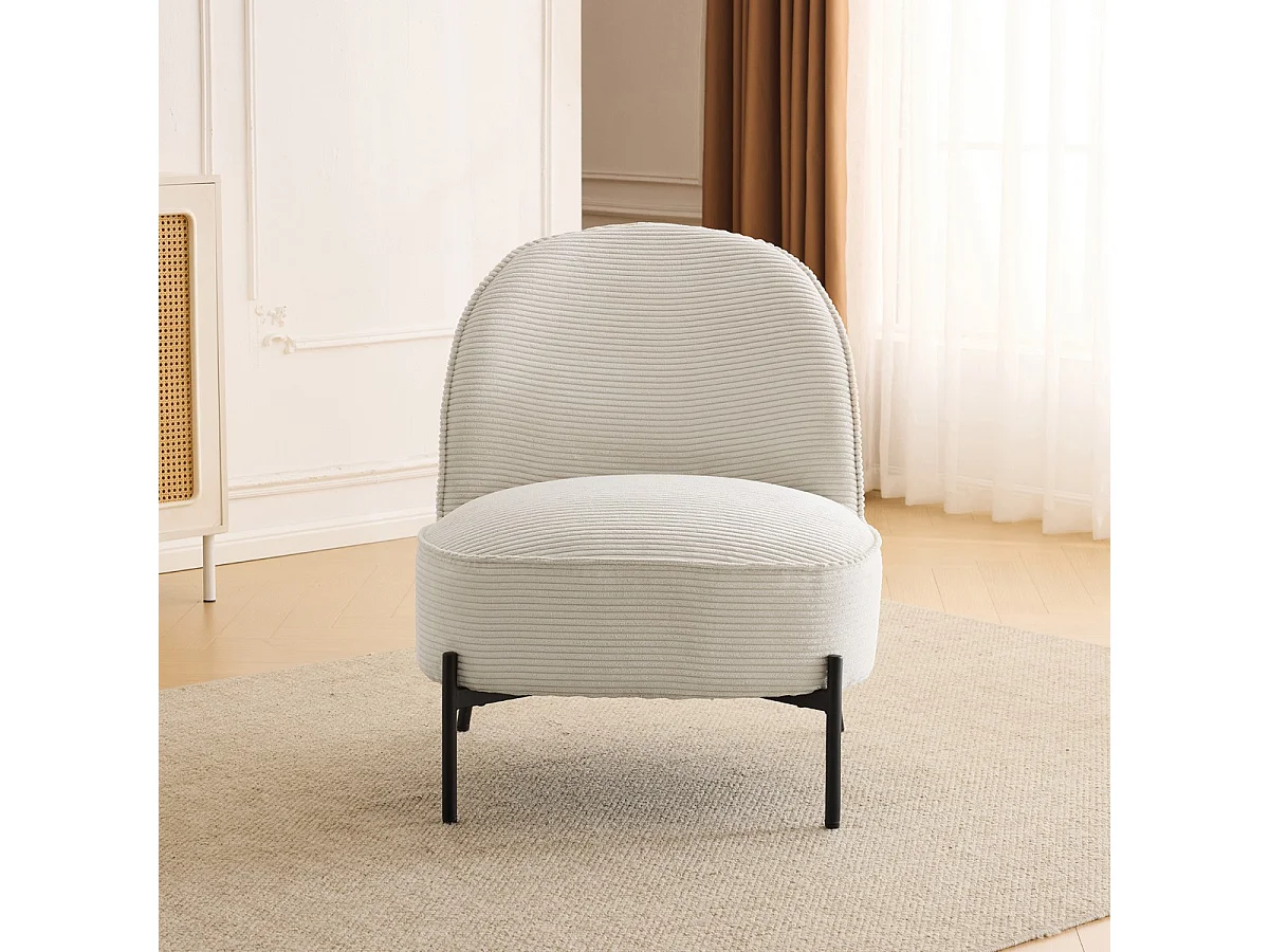 Fauteuil en velours côtelé beige - Basile