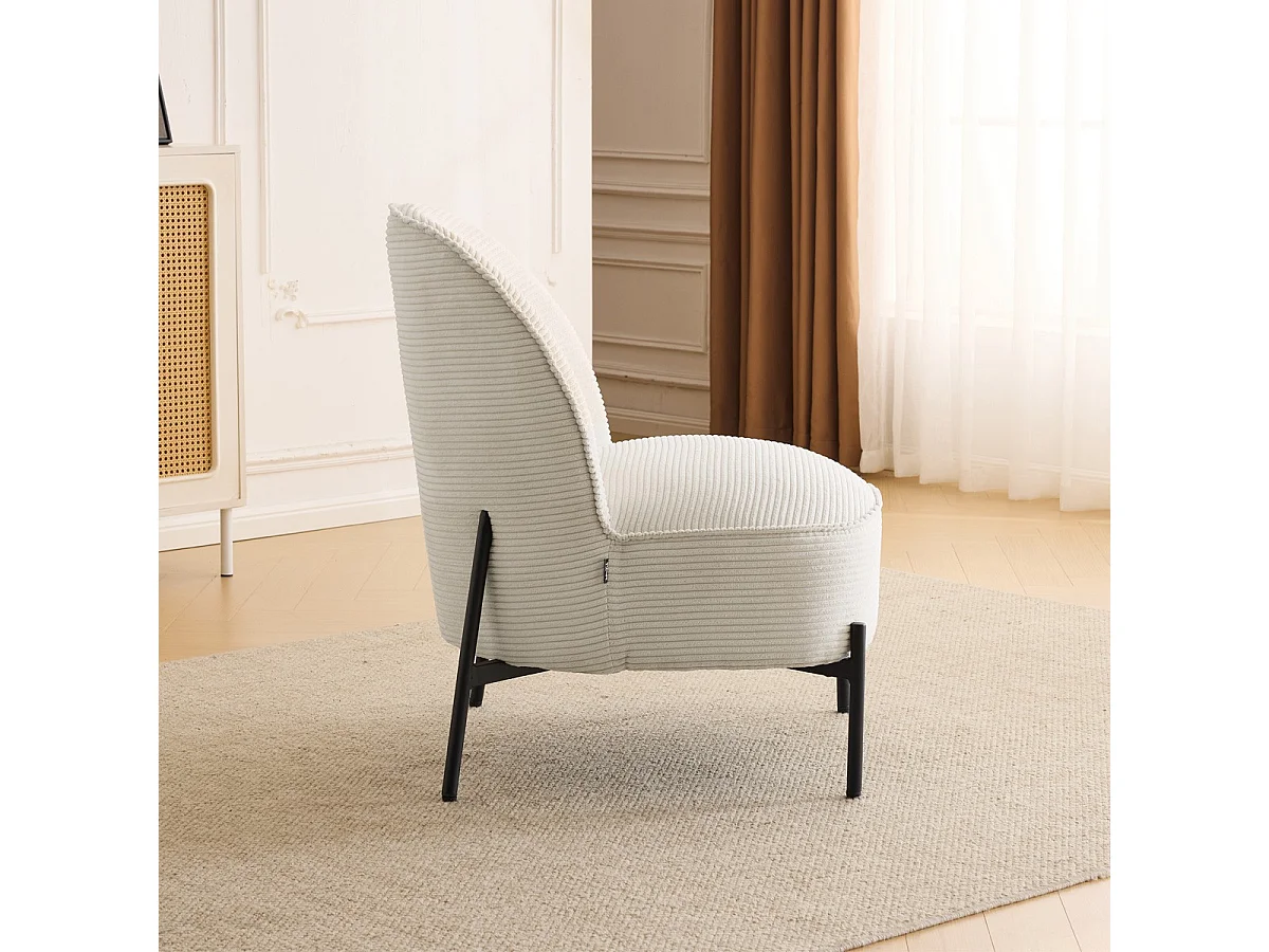 Fauteuil en velours côtelé beige - Basile