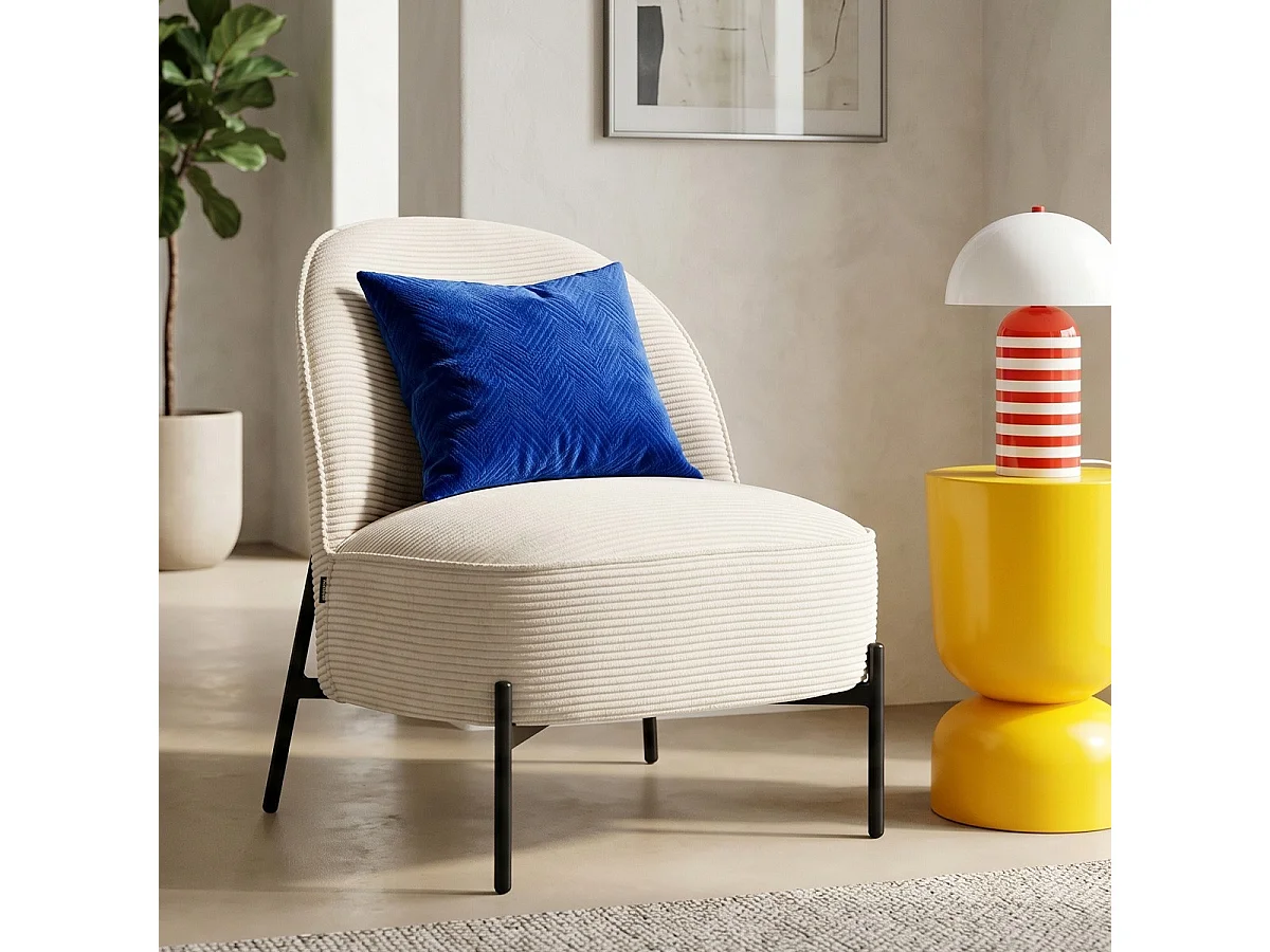 Fauteuil en velours côtelé beige - Basile