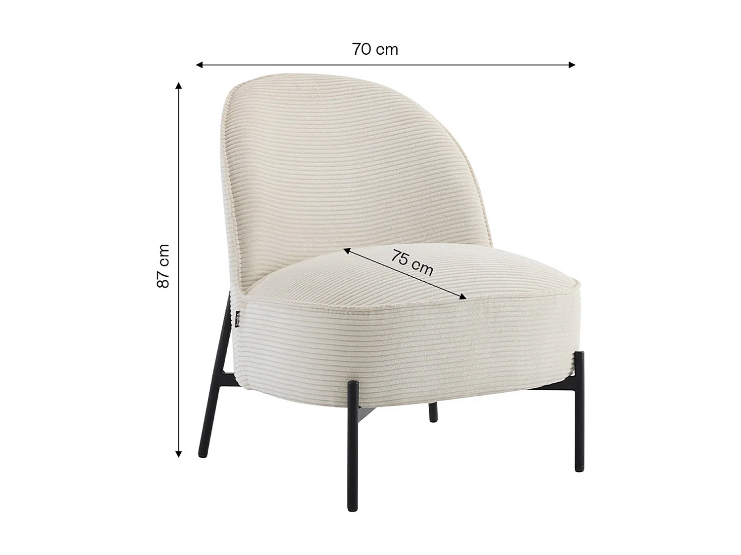 Fauteuil en velours côtelé beige - Basile