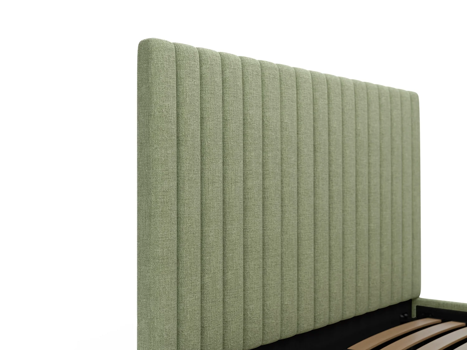 Lit coffre 120 x 190 cm avec tête de lit coutures verticales - Tissu - Vert clair - SARAH