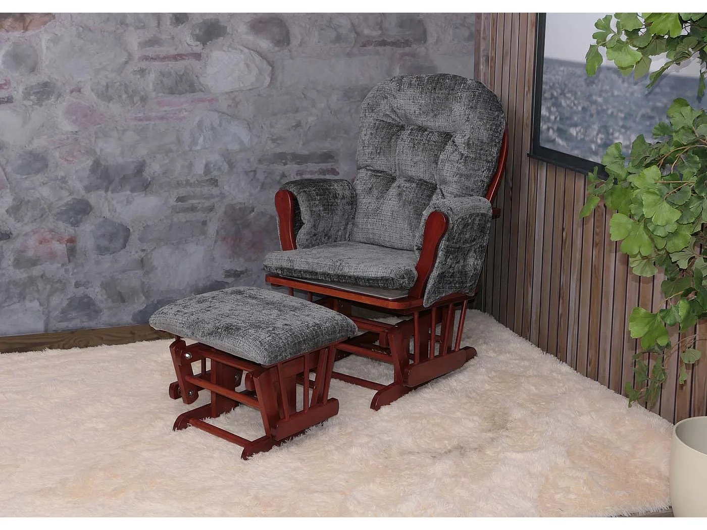 Fauteuil de relaxation MCW-C76,  gris foncé, piètement foncé