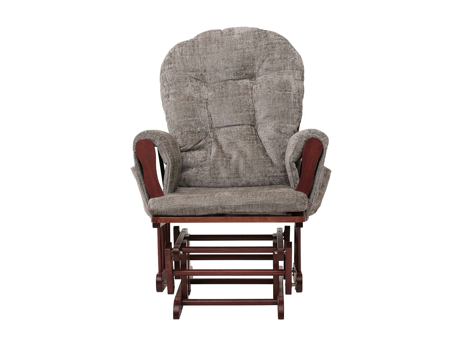 Poltrona a dondolo MCW-C76 sedia relax poggiapiedi Stoffa/tessuto ciniglia (465g/m²) ~ grigio chiaro, struttura scura