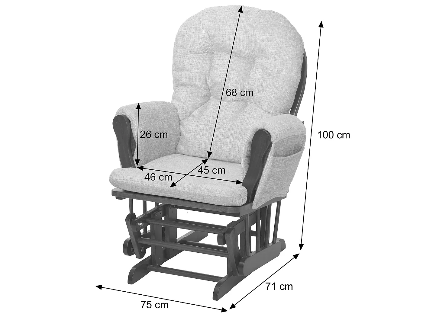 Leżanka MCW-C76,  jasnoszary, ciemna rama