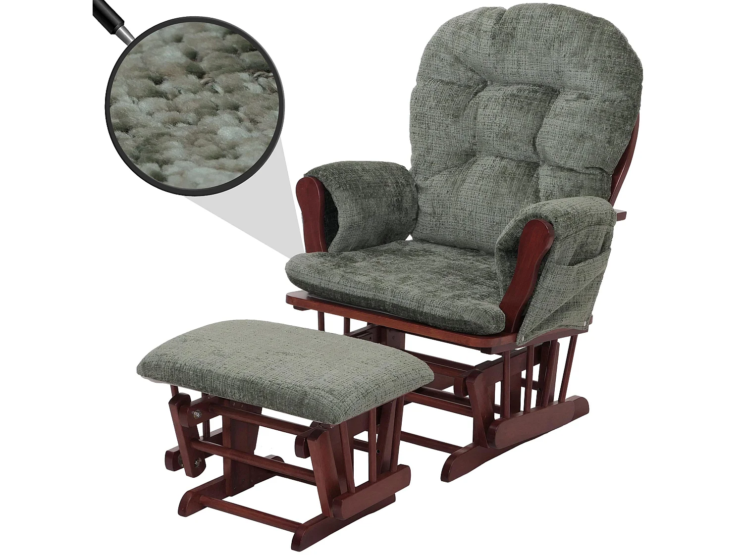 Fauteuil de relaxation MCW-C76,  vert, piétement foncé