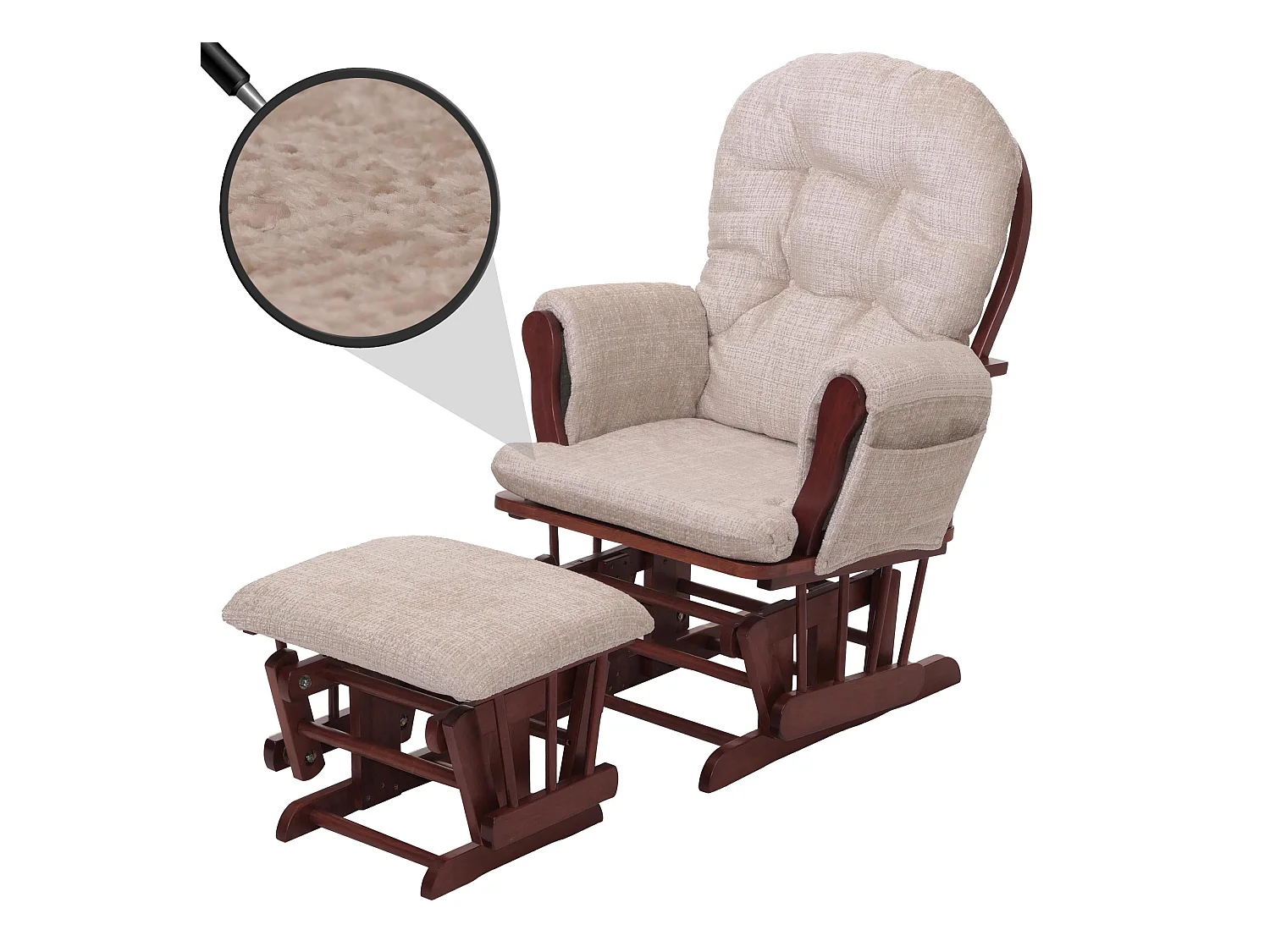 Fauteuil de relaxation MCW-C76,  crème, piétement foncé