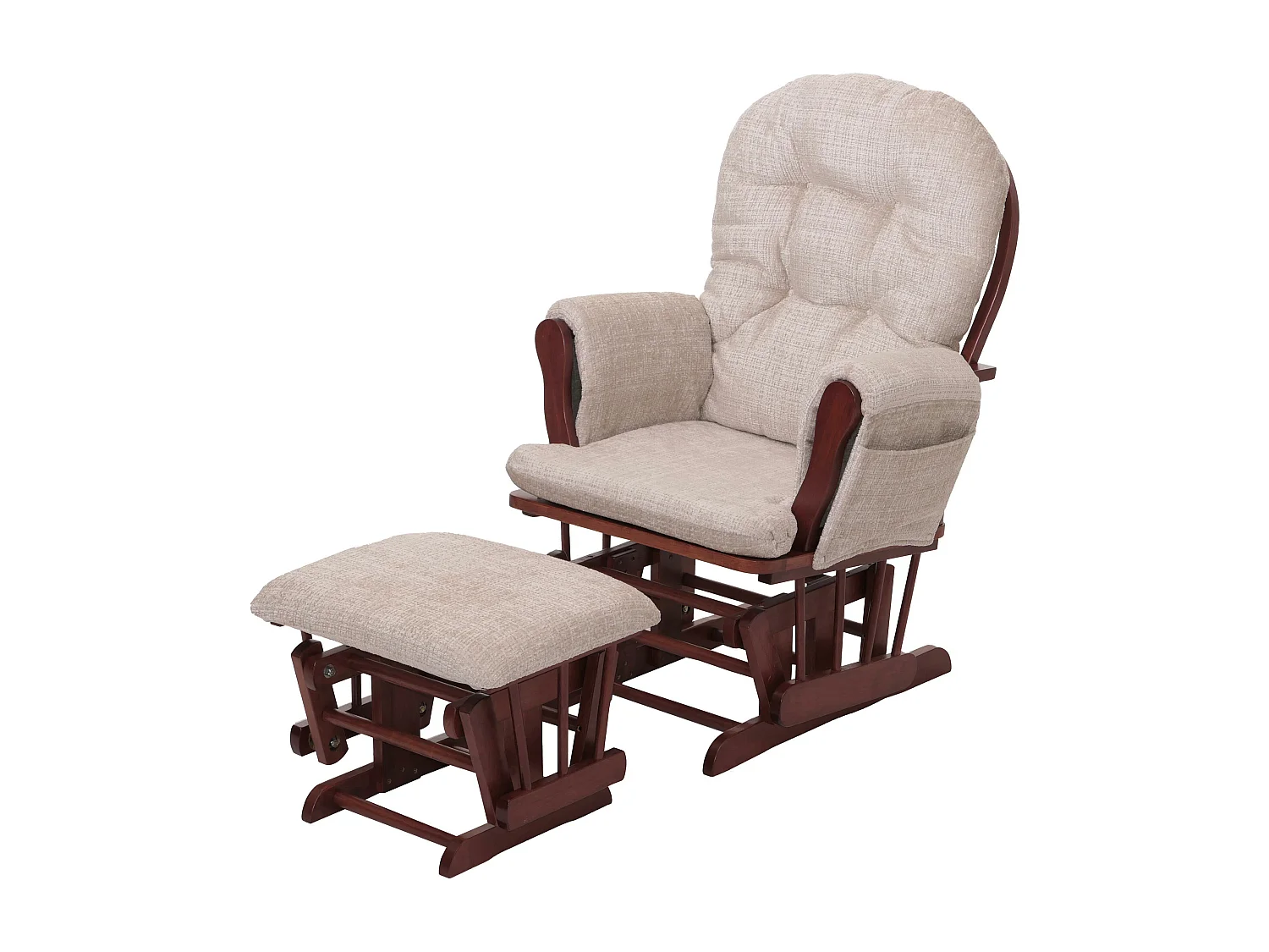 Fauteuil de relaxation MCW-C76,  crème, piétement foncé