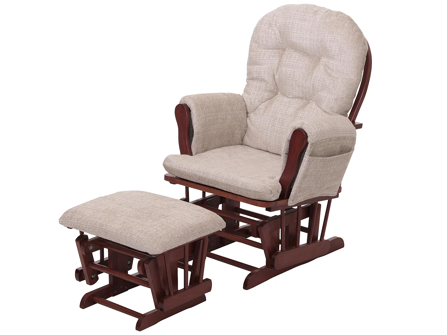 Fauteuil de relaxation MCW-C76,  crème, piétement foncé