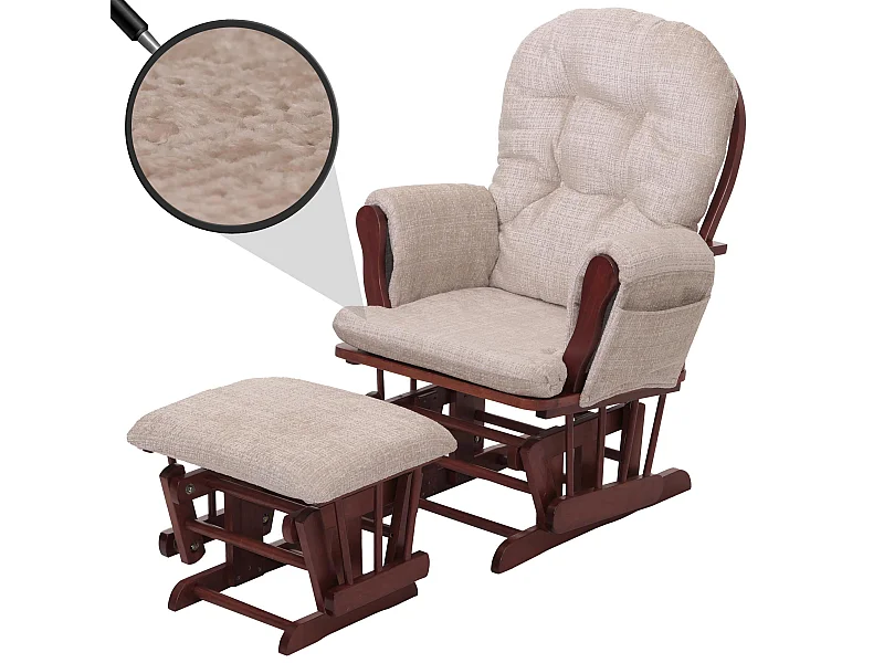 Poltrona reclinável MCW-C76,  creme, estrutura escura