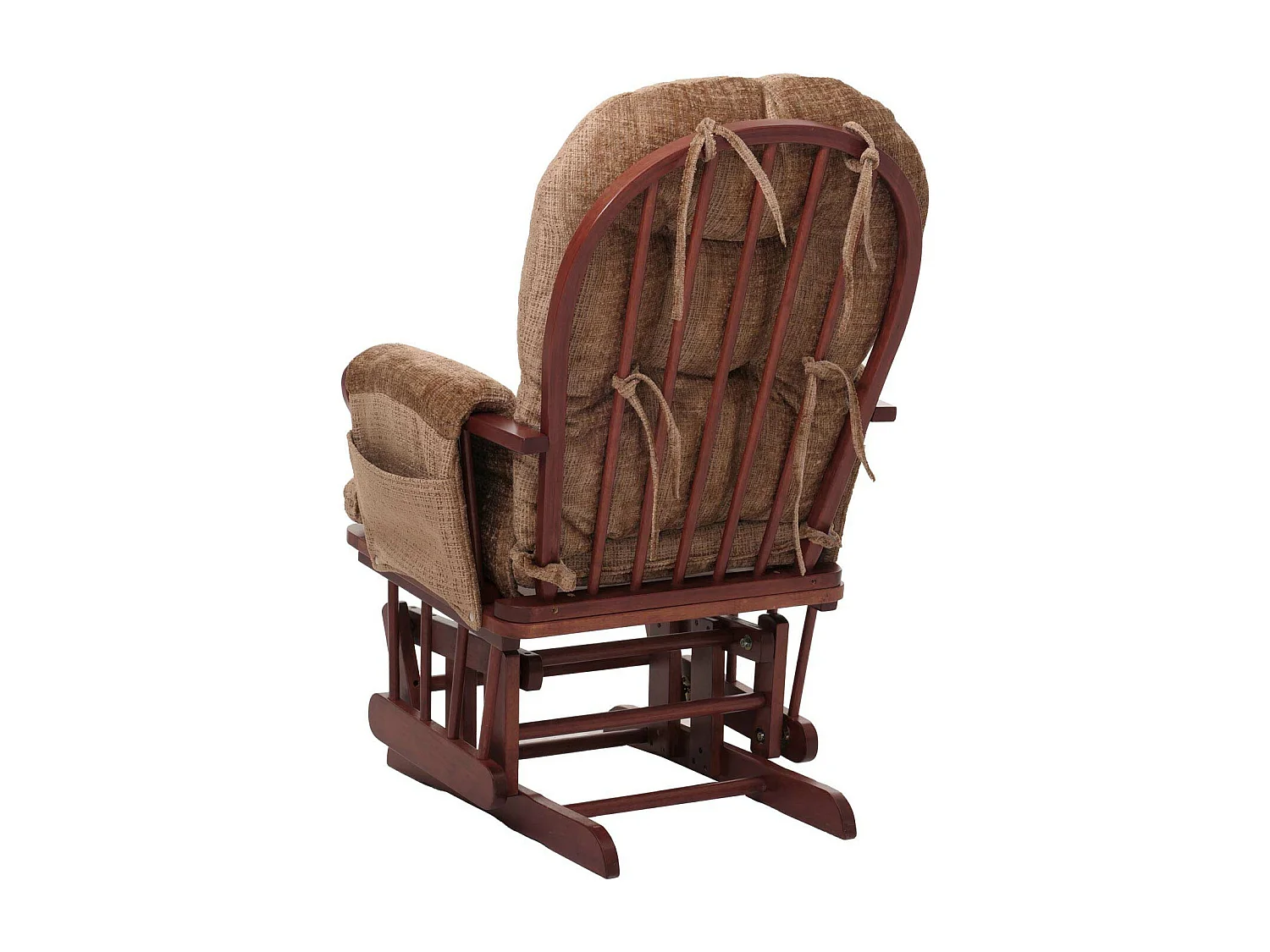 Poltrona a dondolo MCW-C76 sedia relax poggiapiedi Stoffa/tessuto ciniglia (465g/m²) ~ marrone chiaro, struttura scura