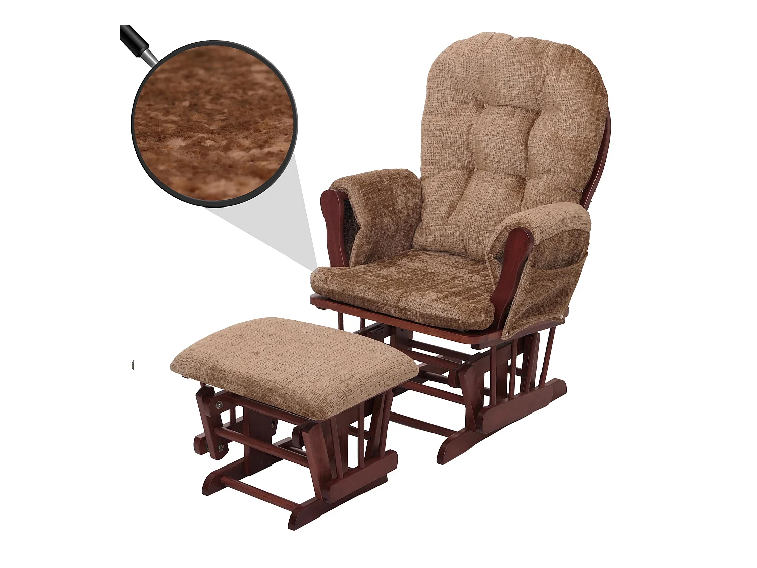 Fauteuil de relaxation MCW-C76,  marron clair, piétement foncé