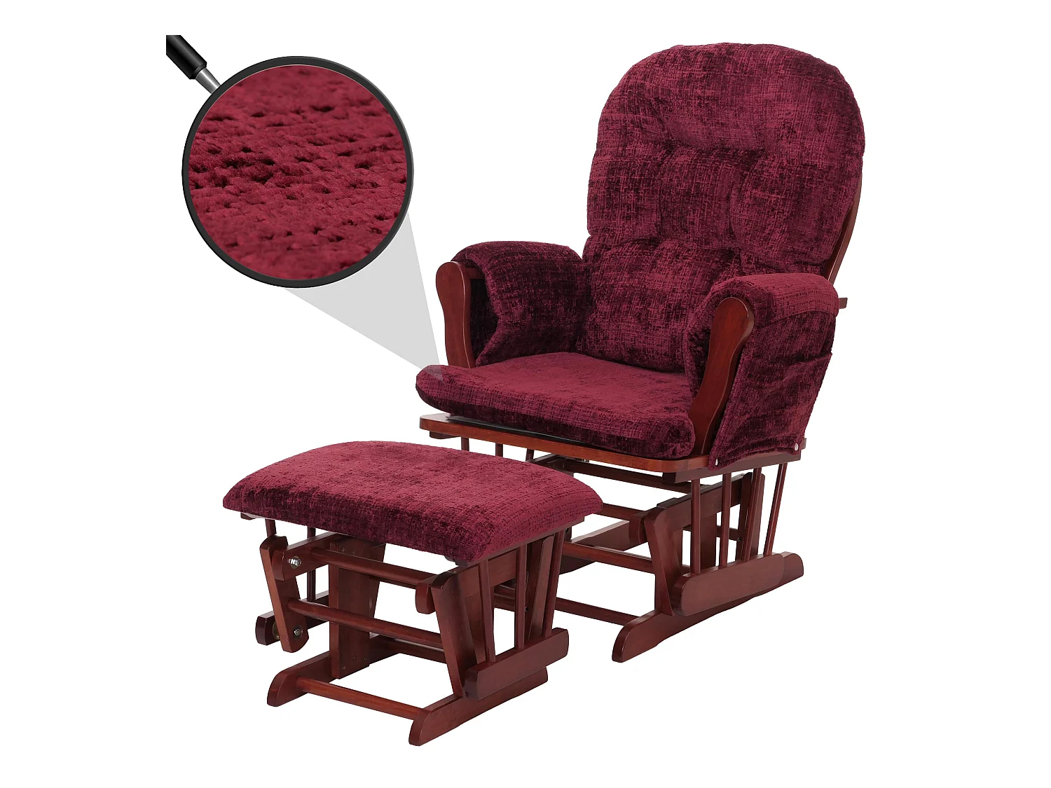 Fauteuil de relaxation MCW-C76,  bordeaux, piètement foncé