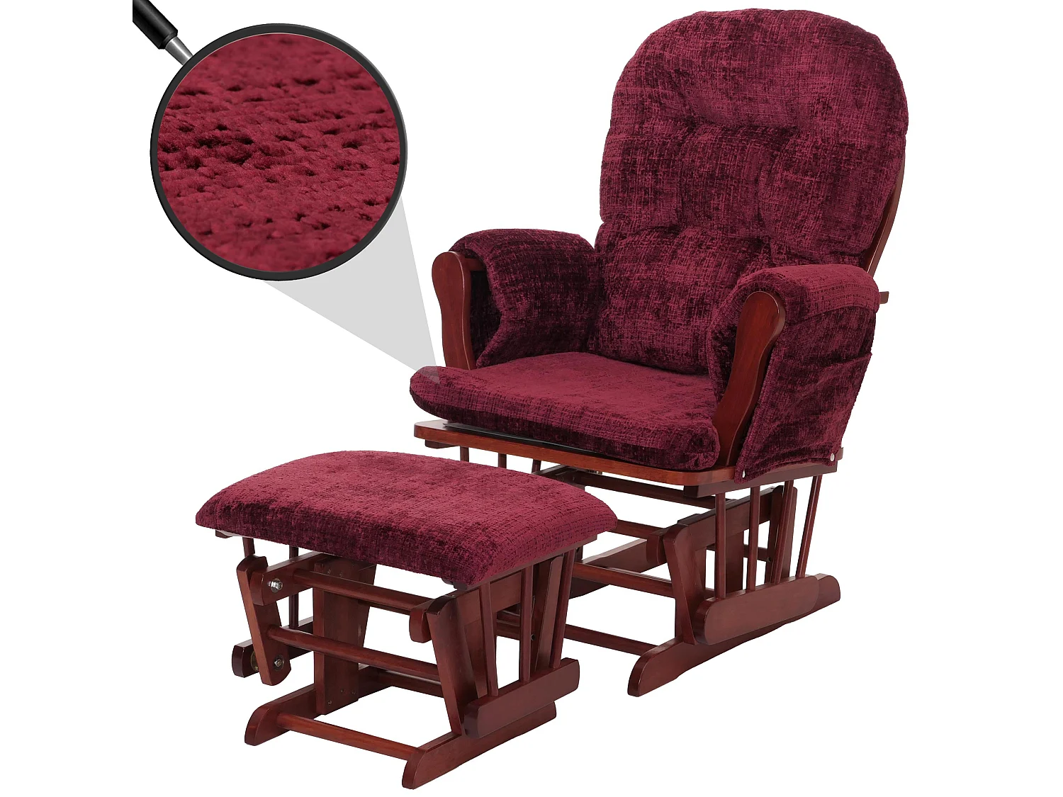 Fauteuil de relaxation MCW-C76,  bordeaux, piètement foncé