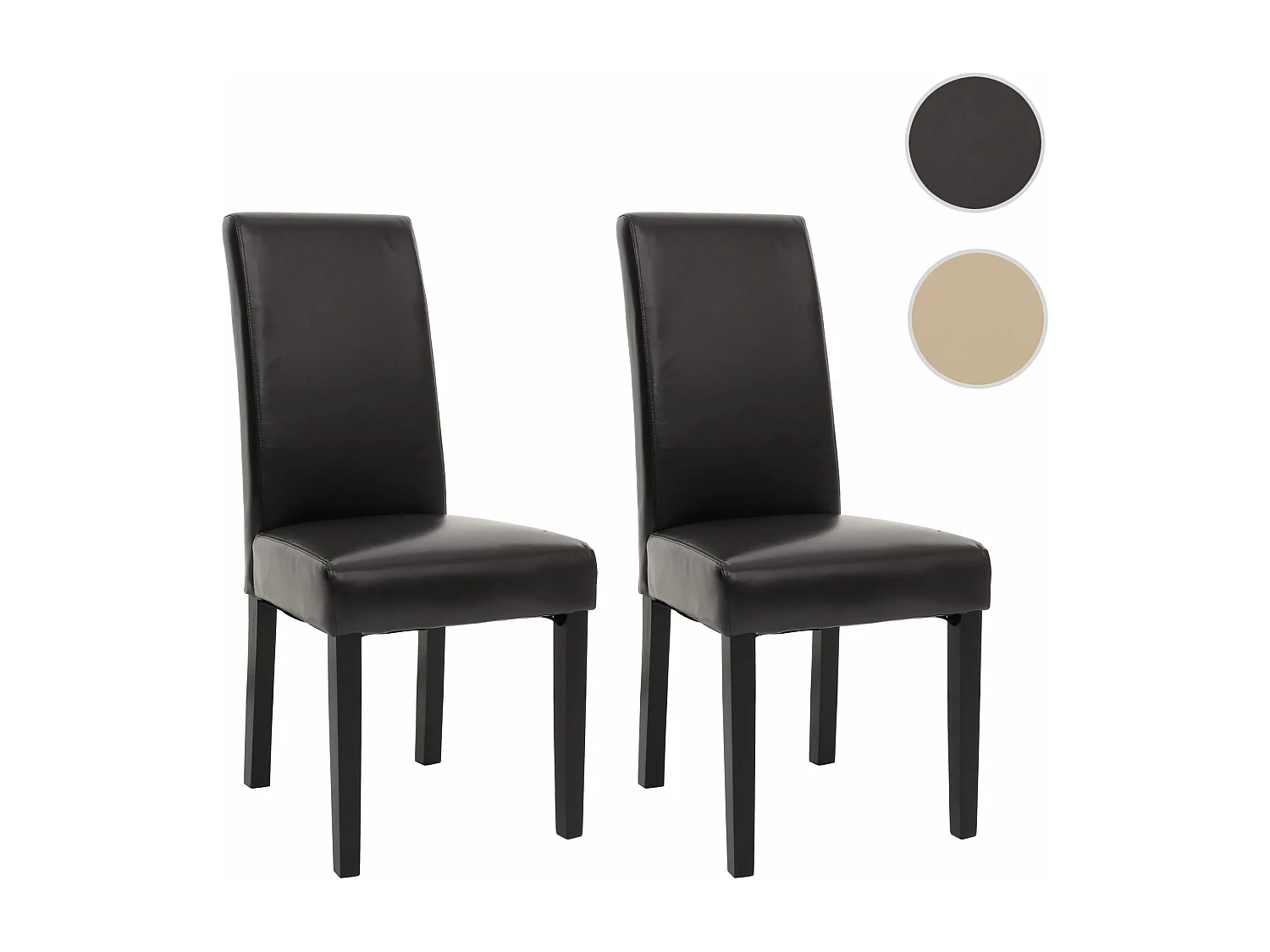 Chaise de salle à manger MCW-N66 KL (lot de 2),  noir-marron, pieds noirs