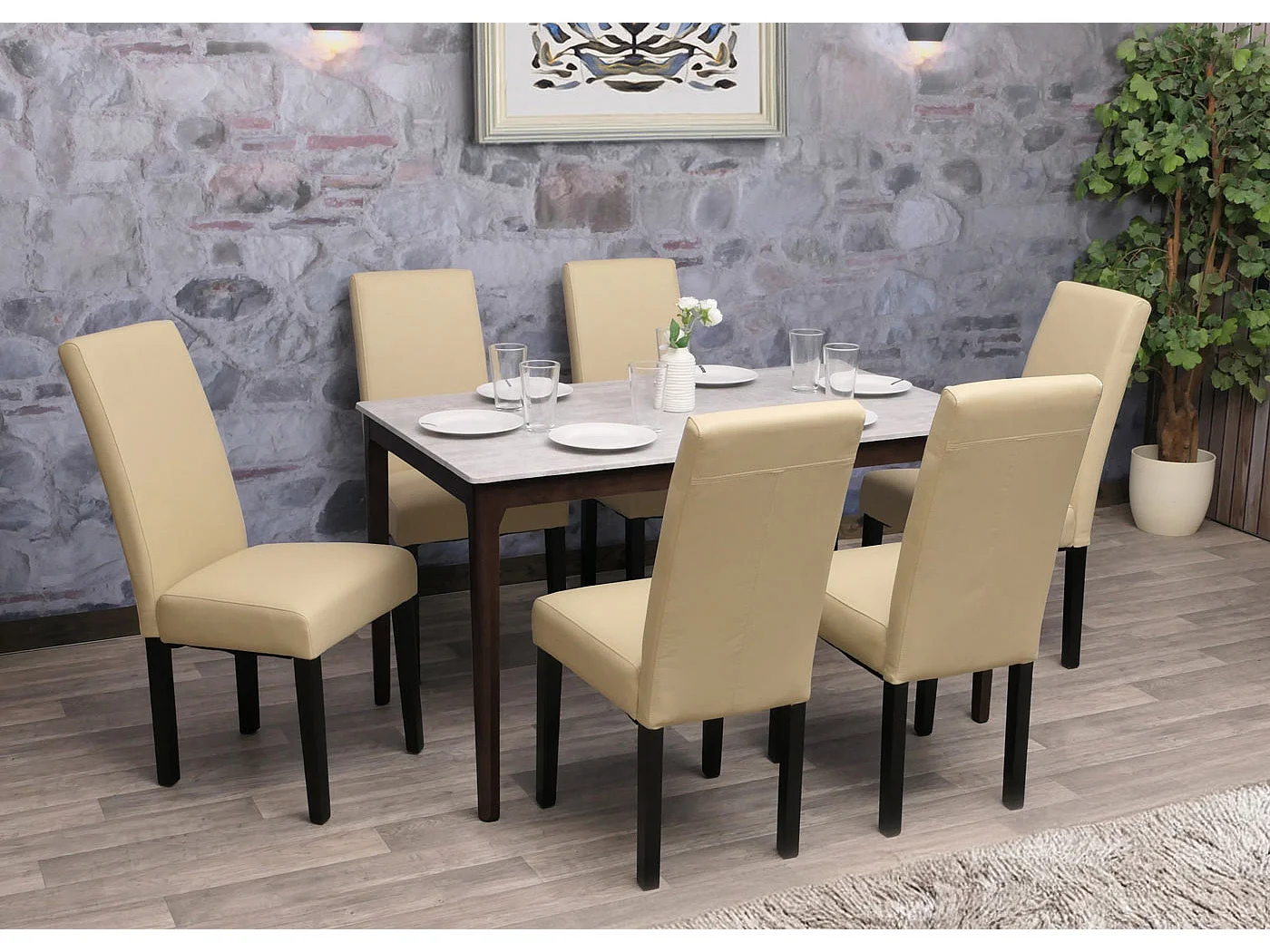 Krzesło do jadalni MCW-N66 KL (zestaw 2 sztuk),  kremowy, czarne nogi