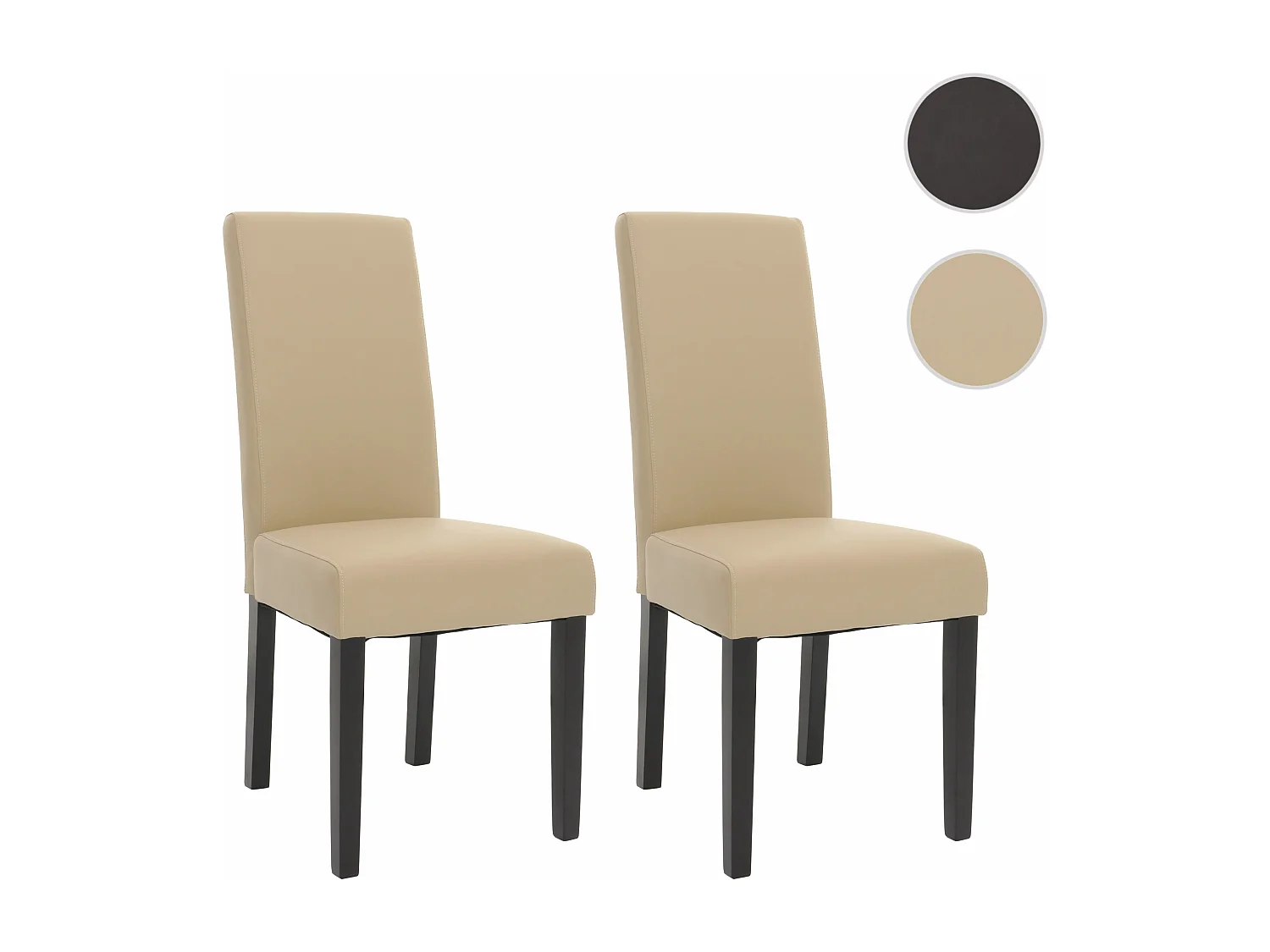 Krzesło do jadalni MCW-N66 KL (zestaw 2 sztuk),  kremowy, czarne nogi