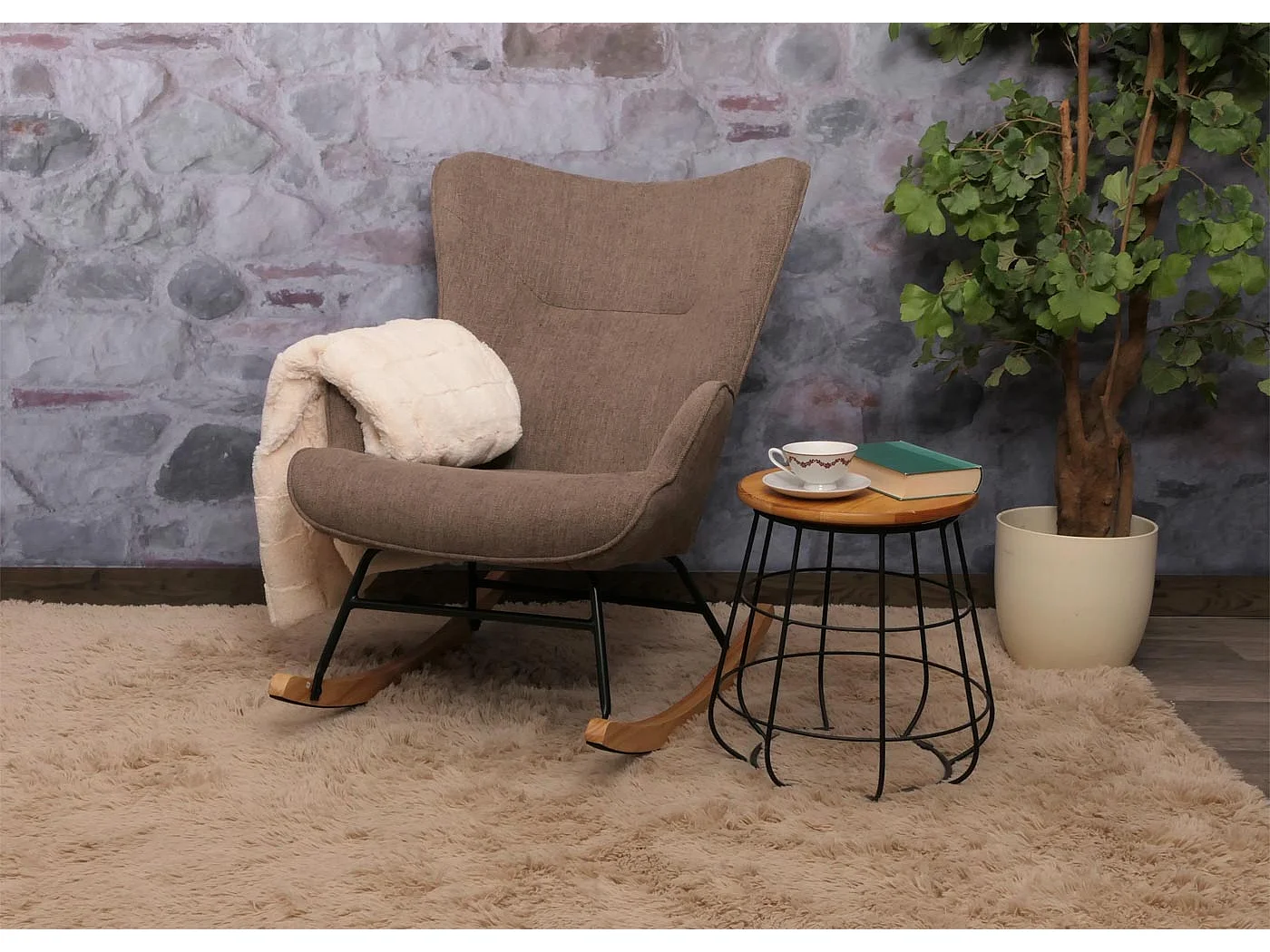 Cadeira de baloiço MCW-N14,  castanho