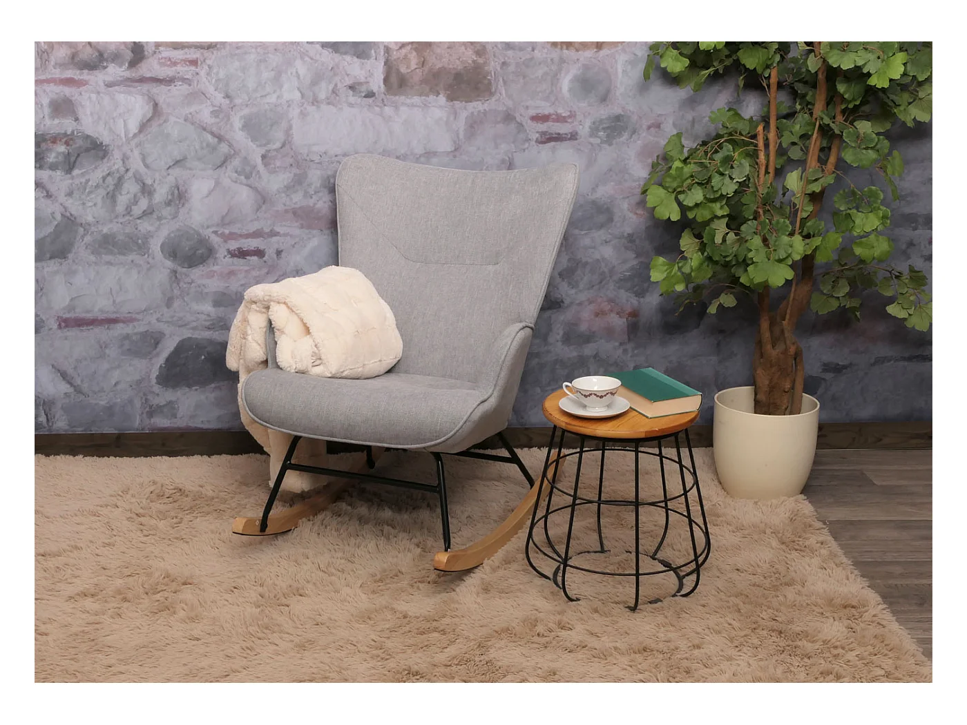 Fotel bujany MCW-N14,  jasnoszary