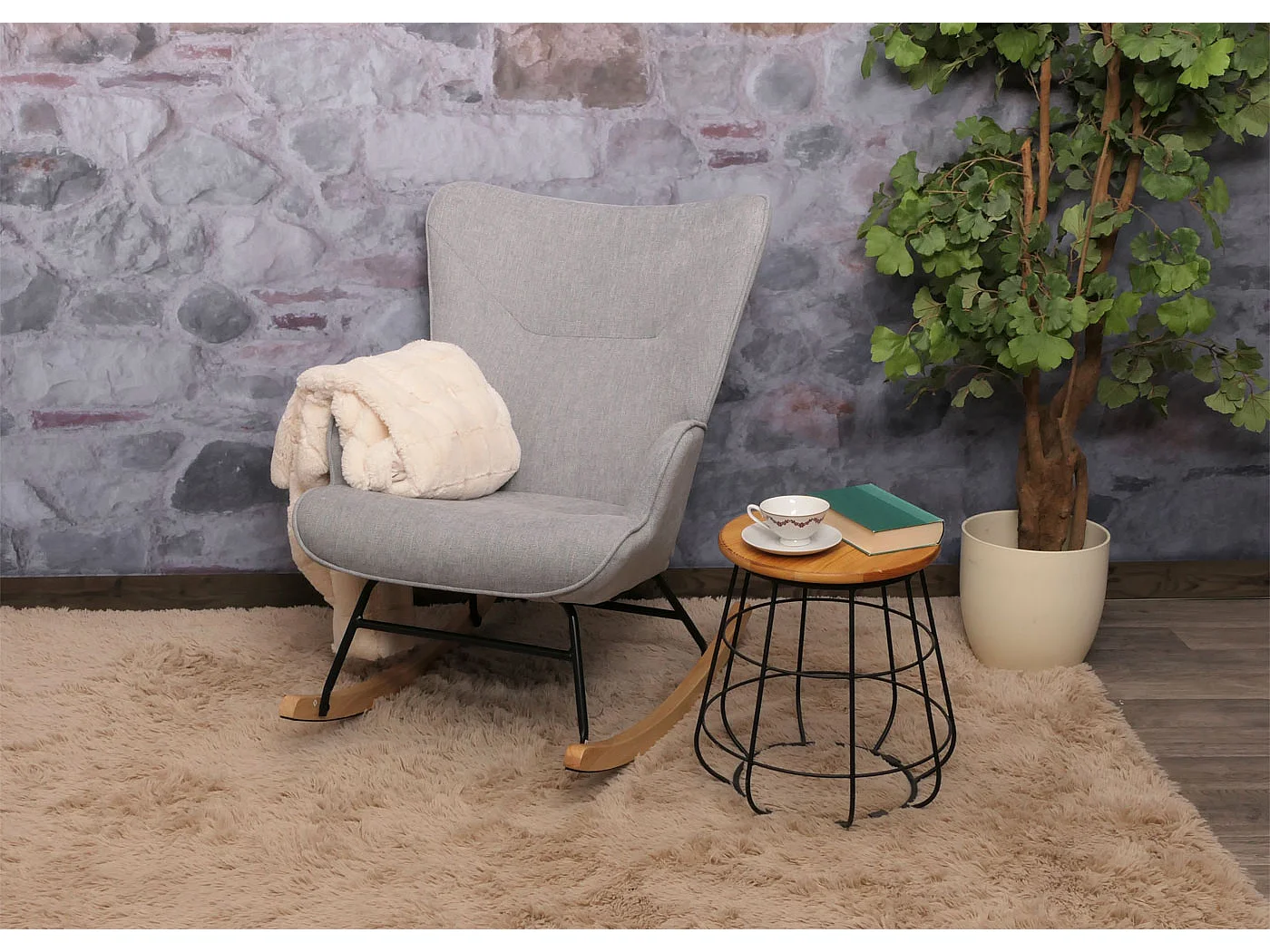 Cadeira de baloiço MCW-N14,  cinzento claro