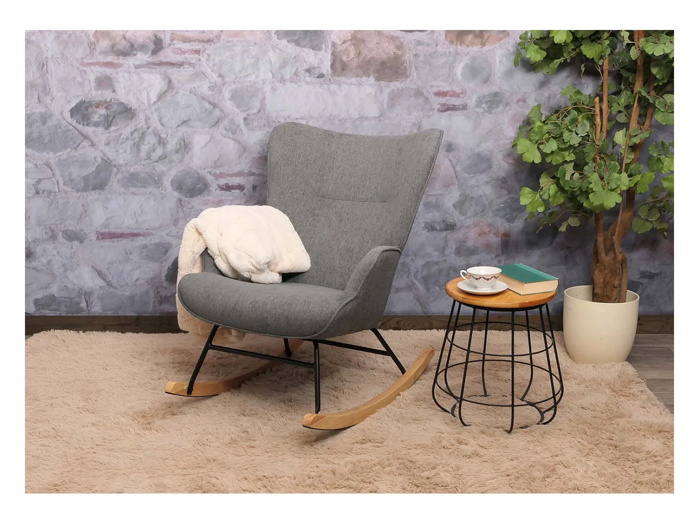 Fotel bujany MCW-N14,  ciemnoszary