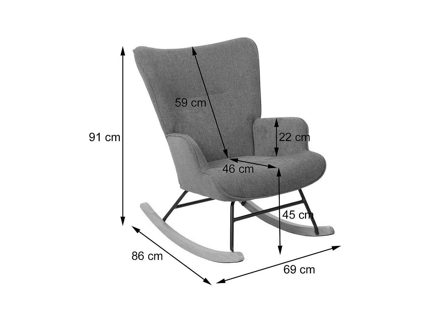 Fotel bujany MCW-N14,  ciemnoszary