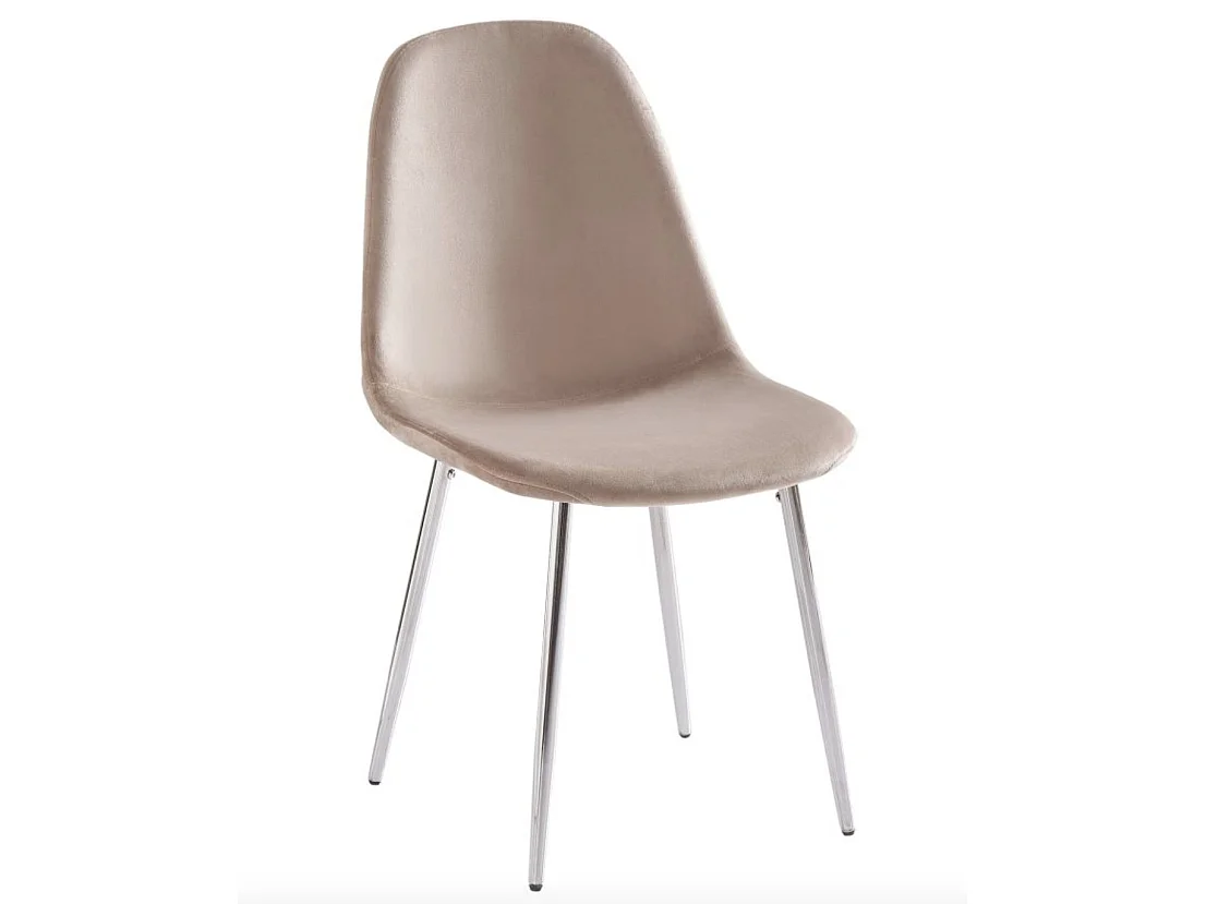 Lot de 6 chaises Ruka en velours avec pieds en acier chromé - Élégance moderne-Couleur Beige foncé