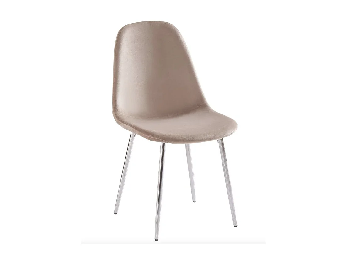 Lot de 6 chaises Ruka en velours avec pieds en acier chromé - Élégance moderne-Couleur Beige foncé