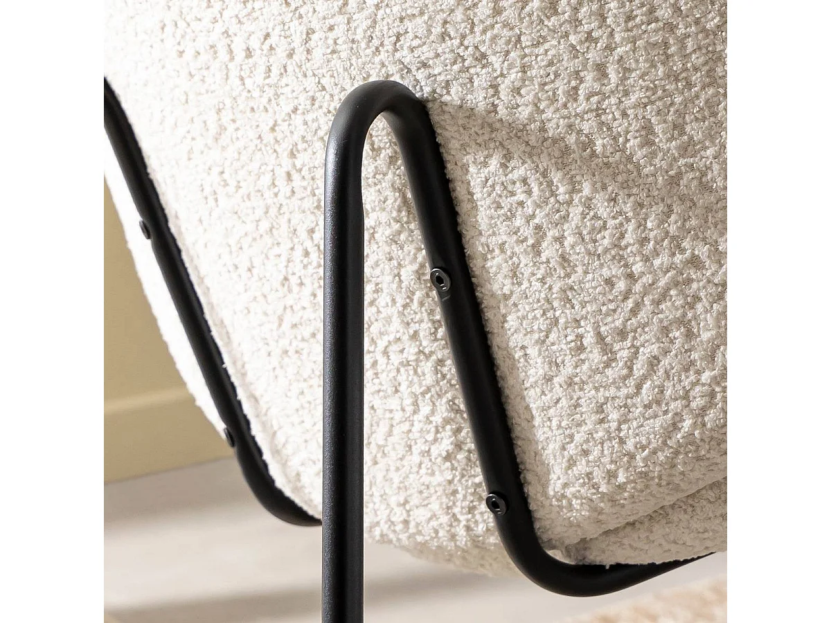 Fauteuil en tissu bouclette blanc Dorian