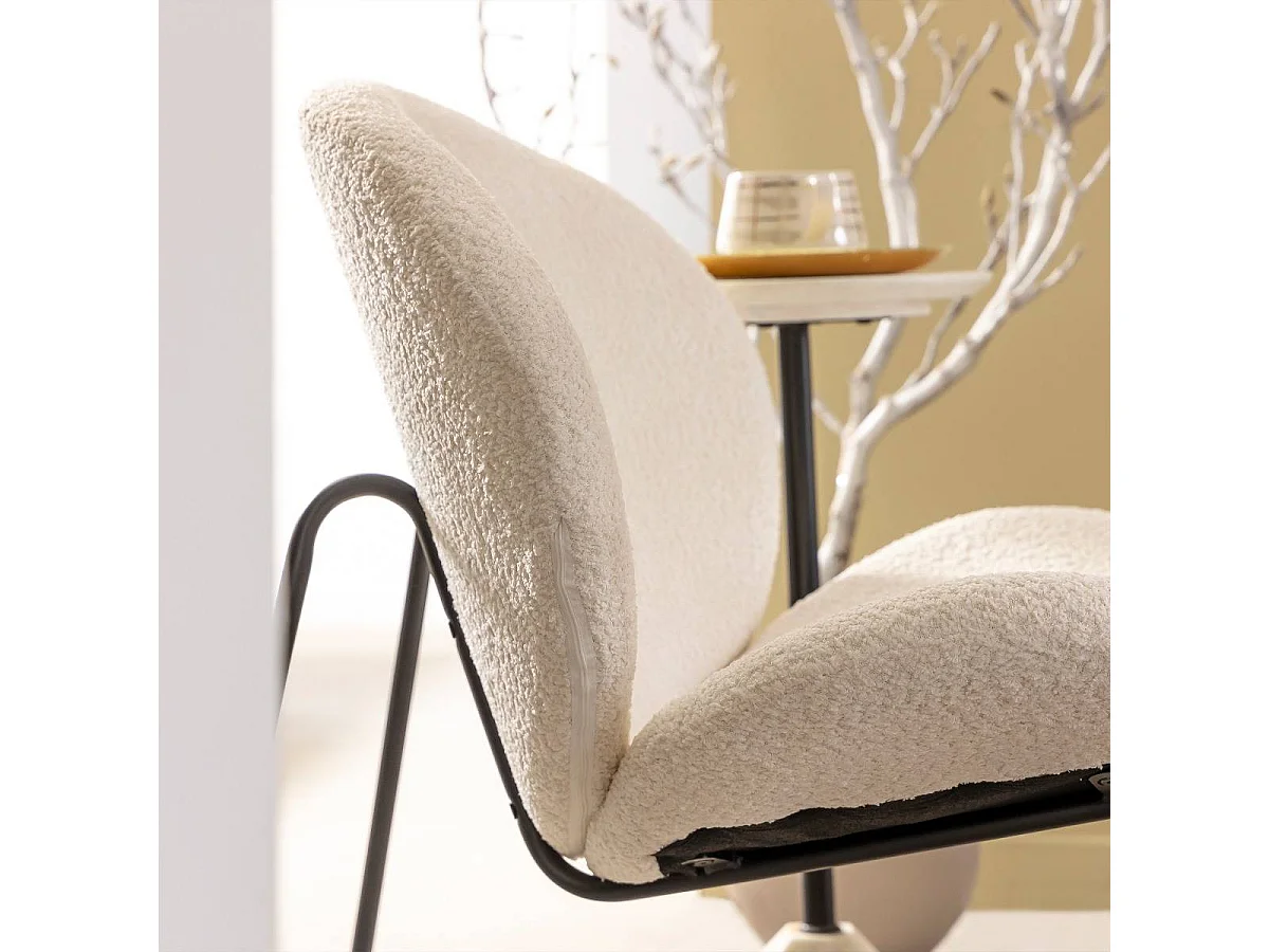 Fauteuil en tissu bouclette blanc Dorian