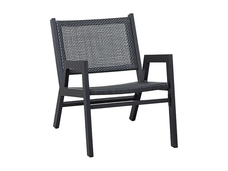 Fauteuil lounge effet bois en aluminium noir INGO