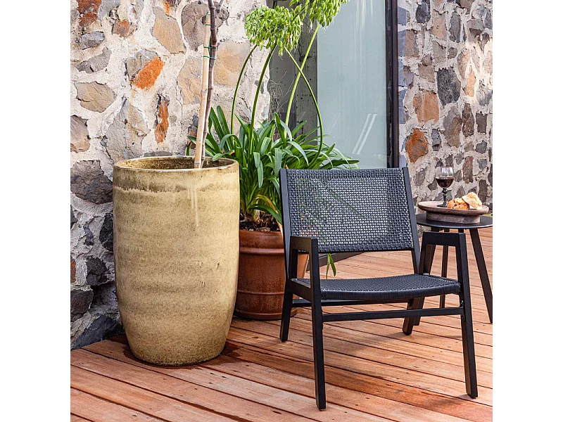 Fauteuil lounge effet bois en aluminium noir INGO