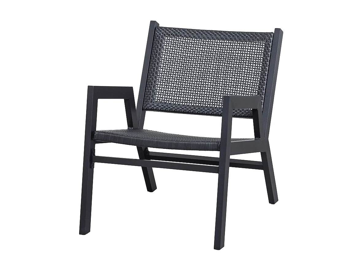 Fauteuil lounge effet bois en aluminium noir INGO