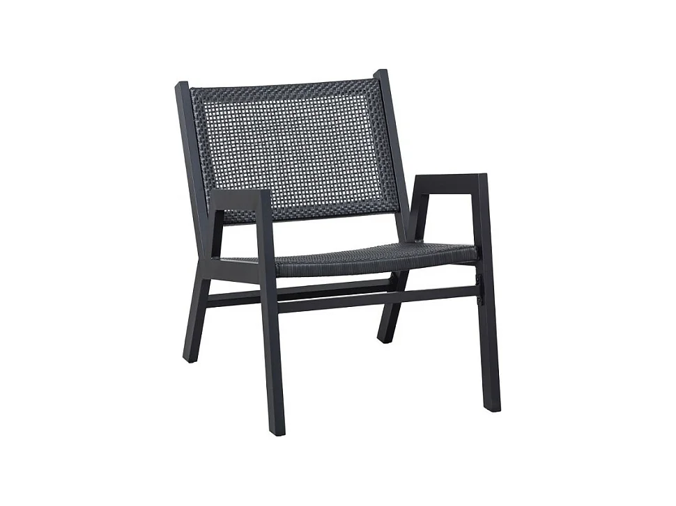 Fauteuil lounge effet bois en aluminium noir INGO