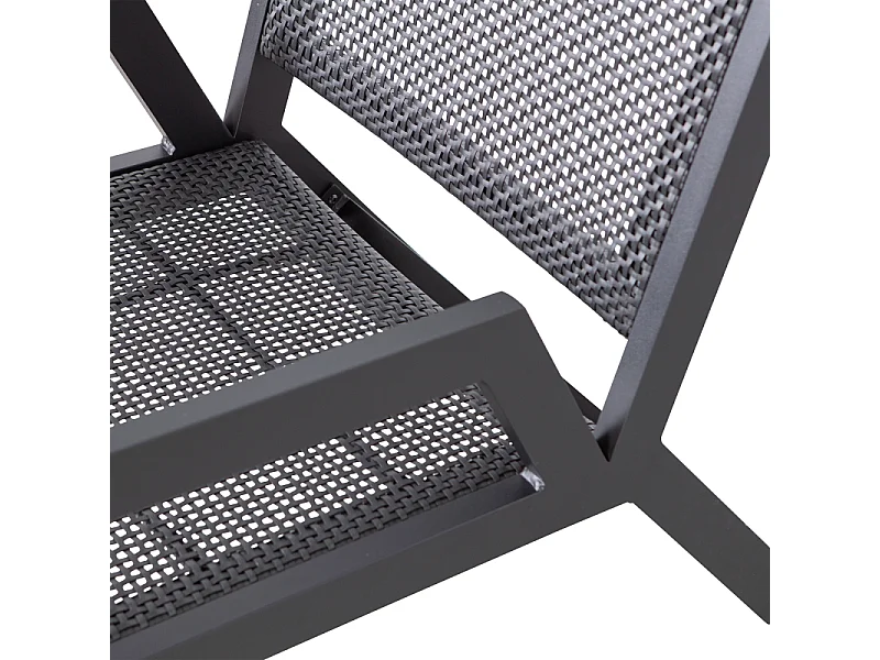 Fauteuil lounge effet bois en aluminium noir INGO