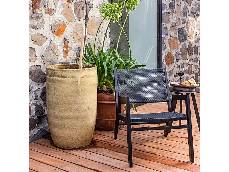 Fauteuil lounge effet bois en aluminium noir INGO