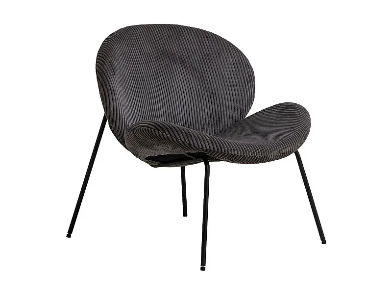 Fauteuil en velours rond gris Dorian