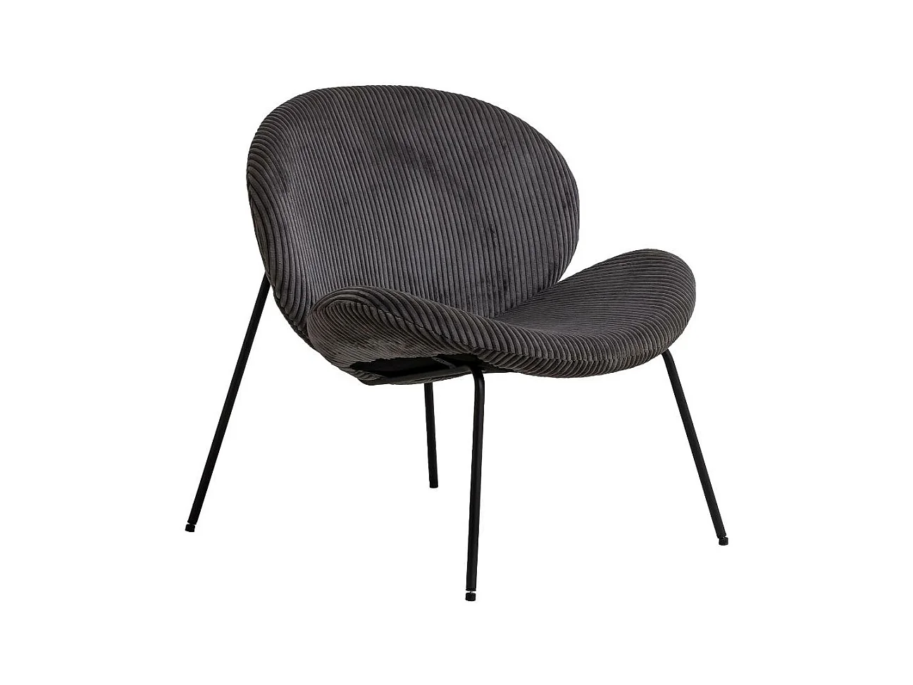 Sillón redondo de terciopelo gris con efecto acolchado Kanoa de Made in Meubles