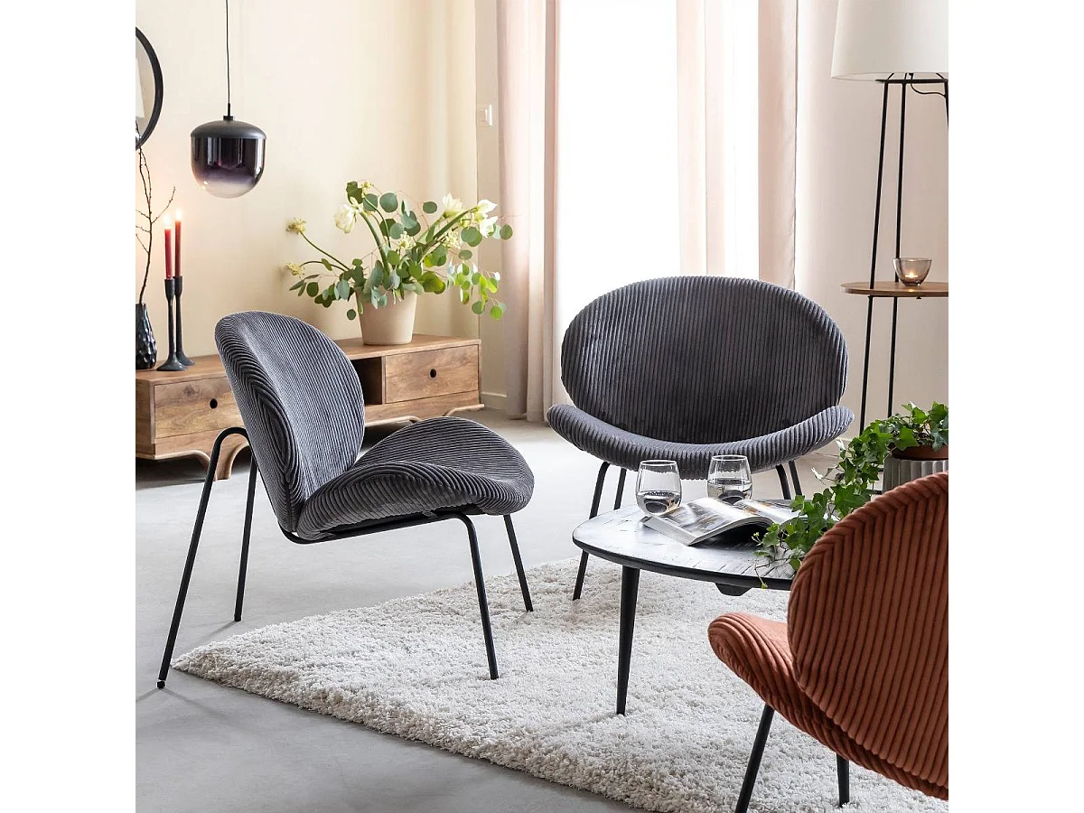 Fauteuil en velours gris Dorian