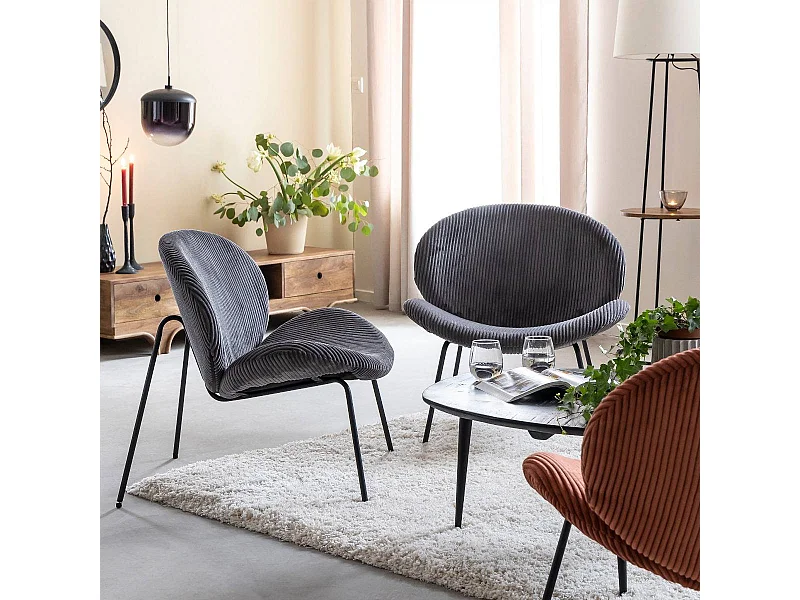 Fauteuil en velours gris Dorian