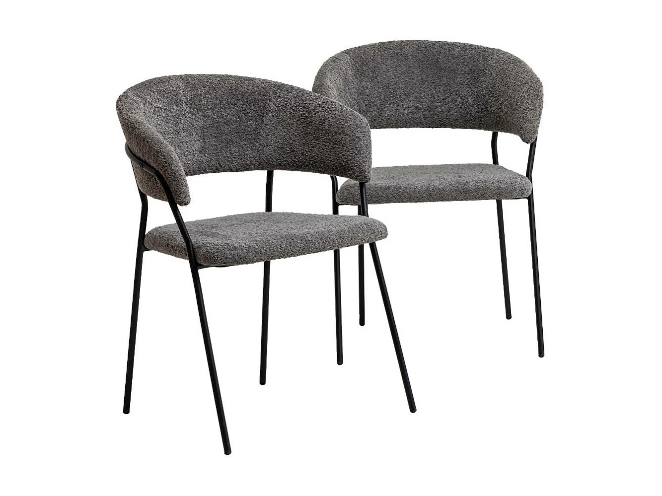 Chaise arrondie en tissu bouclette grise Kanoa (lot de 2)