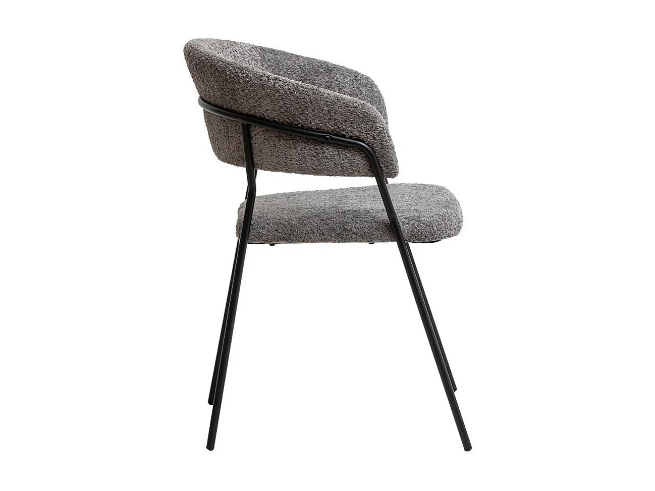 Chaise arrondie en tissu bouclette grise Kanoa (lot de 2)