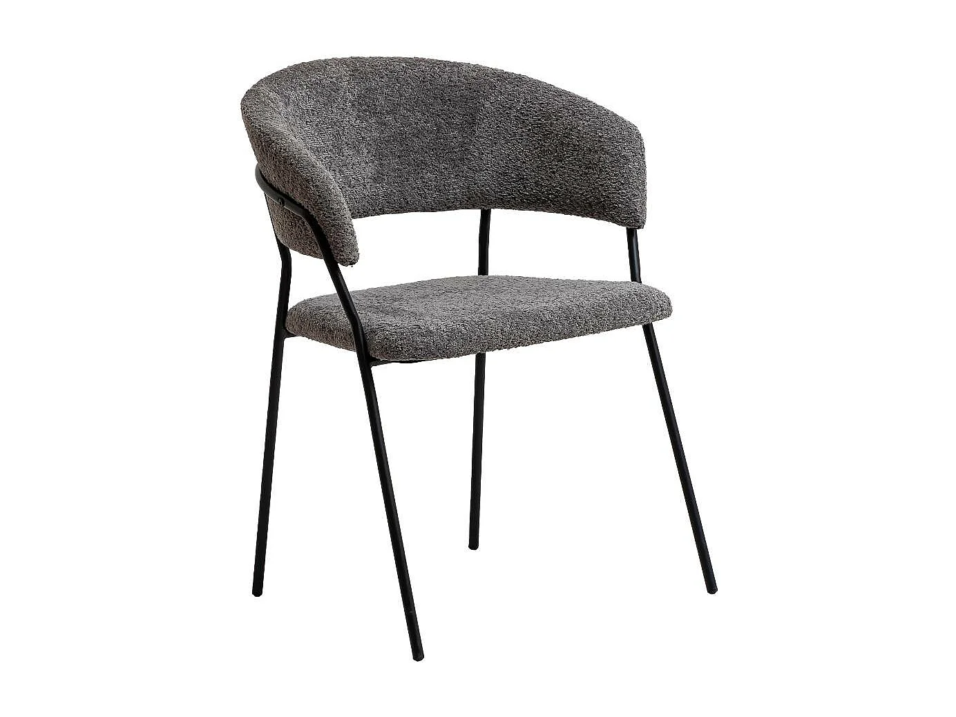 Chaise arrondie en tissu bouclette grise Kanoa (lot de 2)