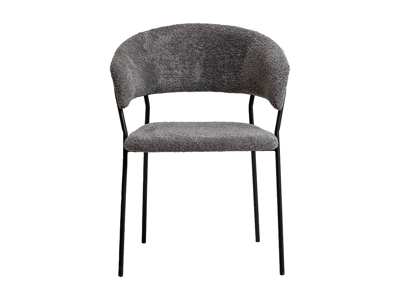 Juego de 2 sillas redondas de tela bouclé gris Kanoa con reposabrazos