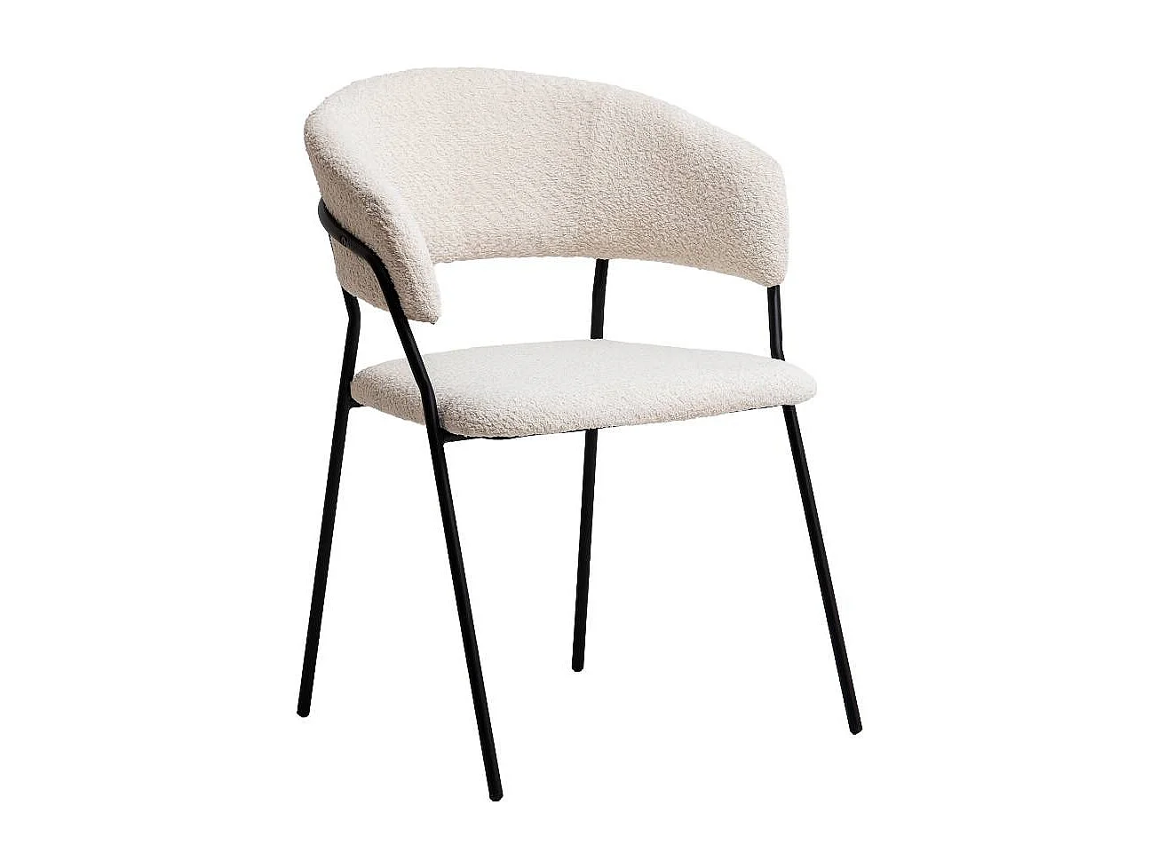 Chaise arrondie tissu bouclette blanche Kanoa (lot de 2)