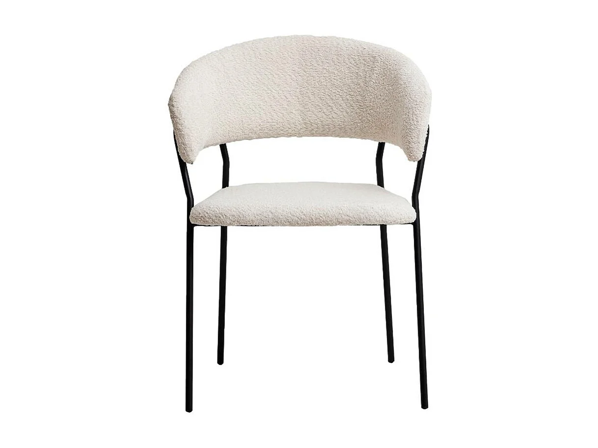 Chaise arrondie tissu bouclette blanche Kanoa (lot de 2)