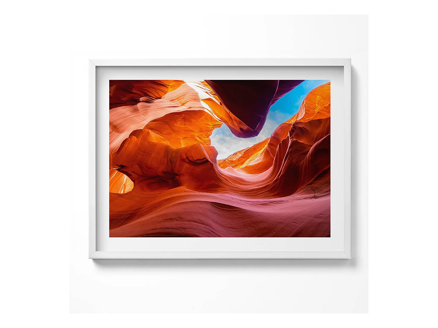 Tableau décoratif avec cadre blanc, Paysage rocheux du canyon 80 x 60 cm– Parfait pour le salon ou la chambre