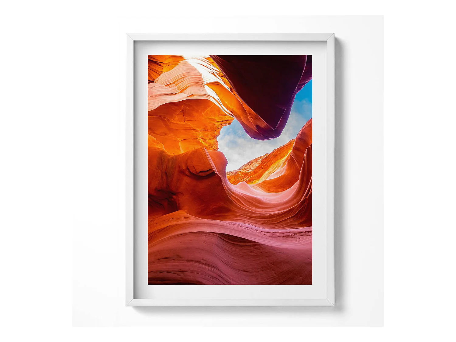 Tableau décoratif avec cadre blanc, Paysage rocheux du canyon 60 x 80 cm– Parfait pour le salon ou la chambre